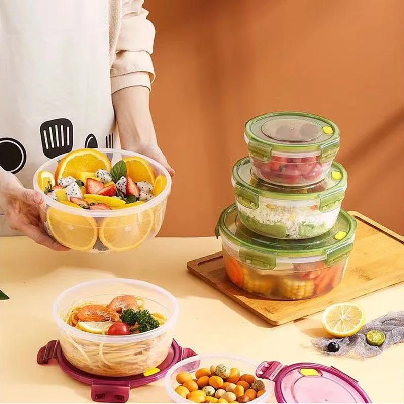 Fresh-keeping Box Can Be Heated in Microwave Oven, Kitchen Refrigerator Freezer Storage Box, Transparent Lunch Box with Lid