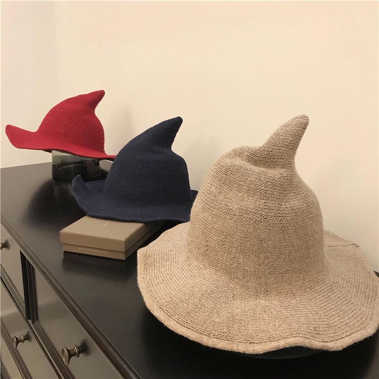 Temperamental Big Brim Witch Hat - Knitted Halloween & Christmas Style for Women