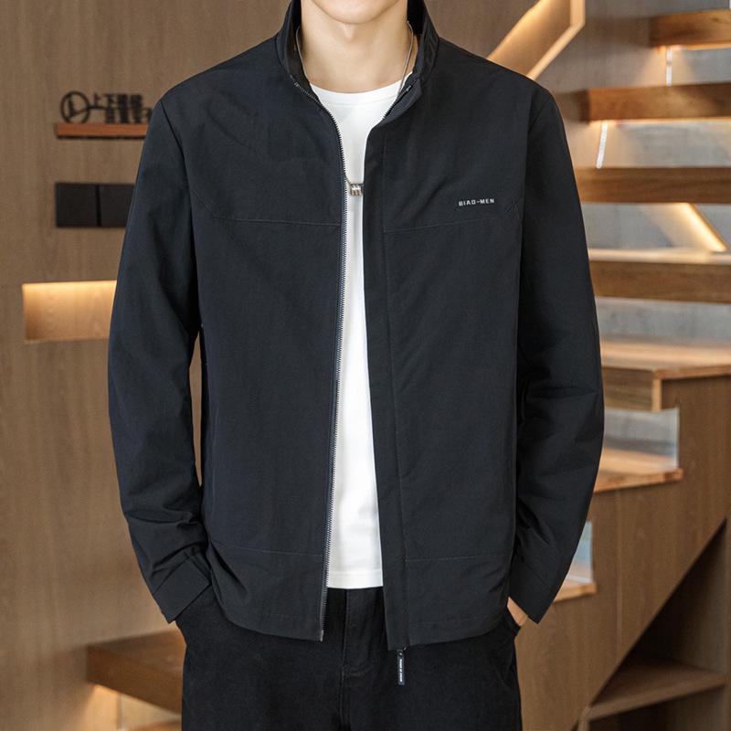 2025 Spring/Autumn Solid Stand-up Collar Casual Jacket for Men