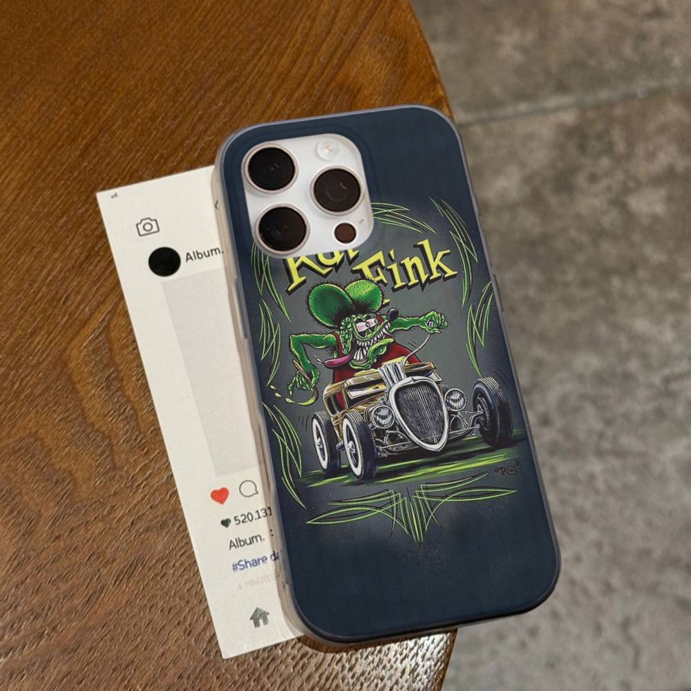 Funny Rat Fink For IPhone 15 16 17 14 13 12 11 Pro Max 16E 16 Plus 17 Air Corrugated Shockproof Phone Cover