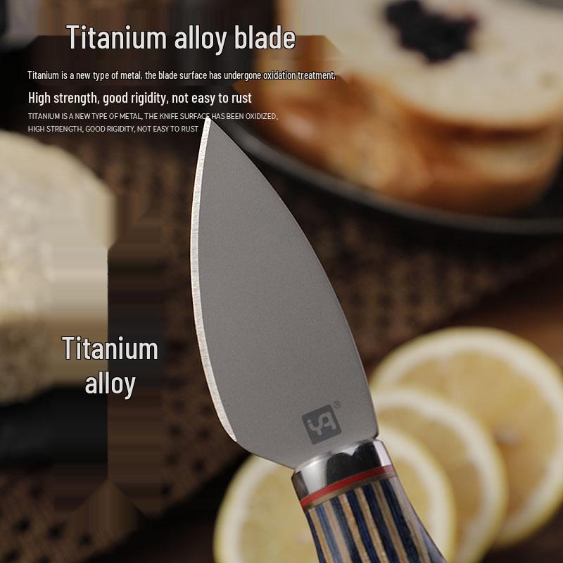 High-End Titanlegierung Käsemesser mit blauem Holzgriff - Westliches Tafelgeschirr Butter- und Marmeladenmesser
