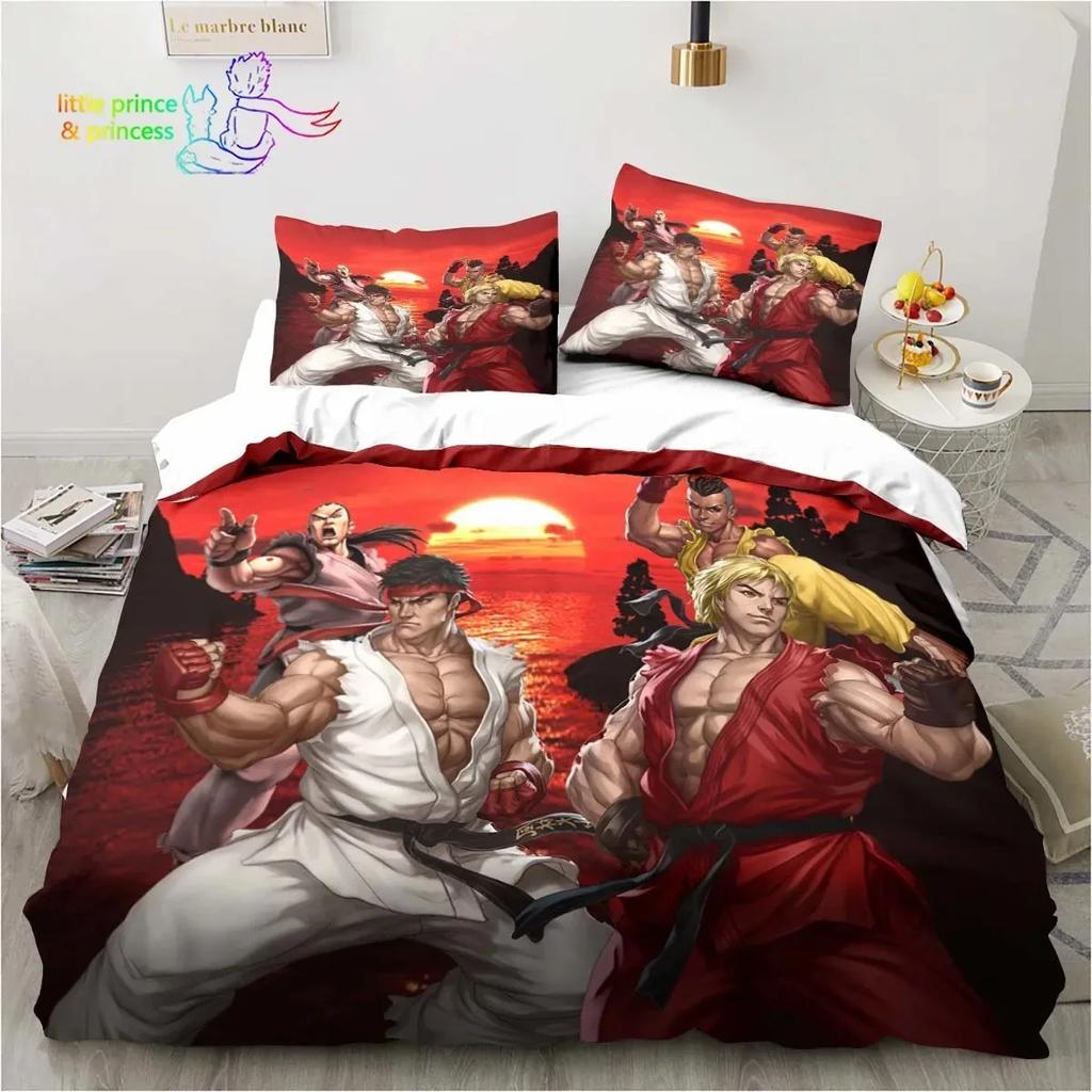 Street Fighter Printed 3D Bedding Set Duvet Cover Pillowcases Single Twin Full Queen King Size Home Decor Pillowcase Boys Gift