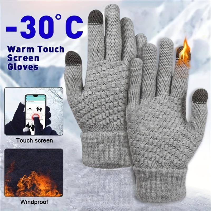 1PCS 1pair Winter Touch Screen Gloves, Unisex Warm Elastic Knitted Gloves With Full Finger Thickened Version