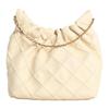 TORY BURCH Fleming Embossed Diamond Double Chain Handle Sheepskin Shoulder Bag Mini Women Cream 162451-252