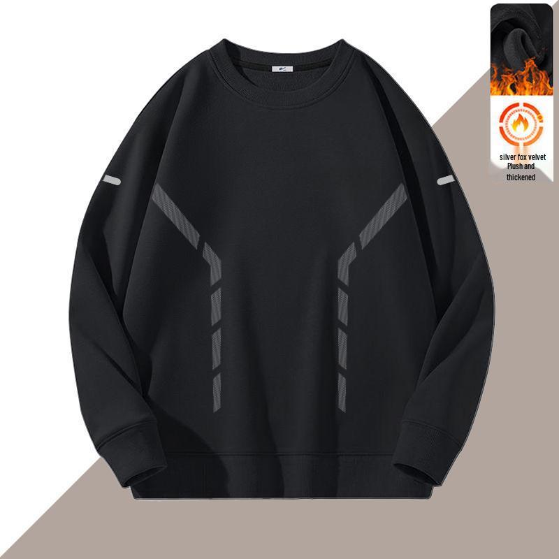 

Men s Trendy Plush-Lined Round Neck Long Sleeve Jacket - Autumn/Winter 2025 Collection 2XL for 130-145 lbs