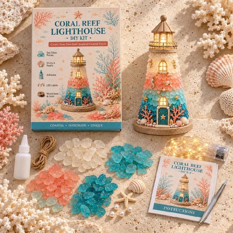 Standing Lighthouse Craft Set with Plastic Parts for Indoor Decoration, Handcrafts Assembly, and Handmade Gifting