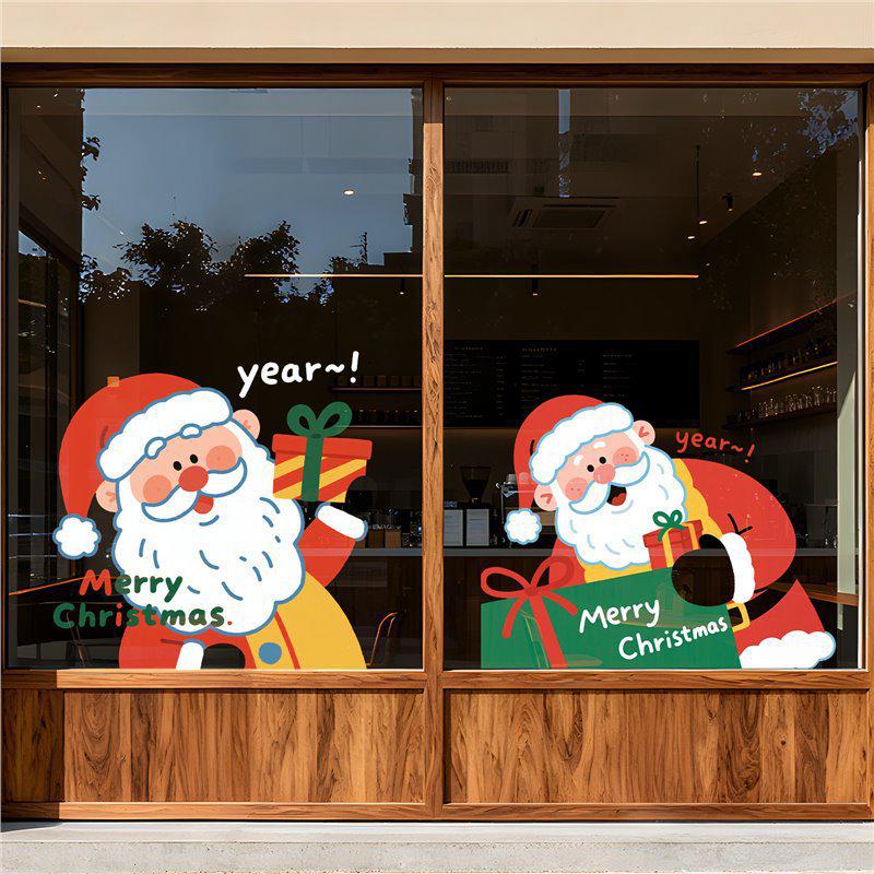 2026 Christmas Tree and Mall Entrance Electrostatic Window Stickers for Festive Decoration