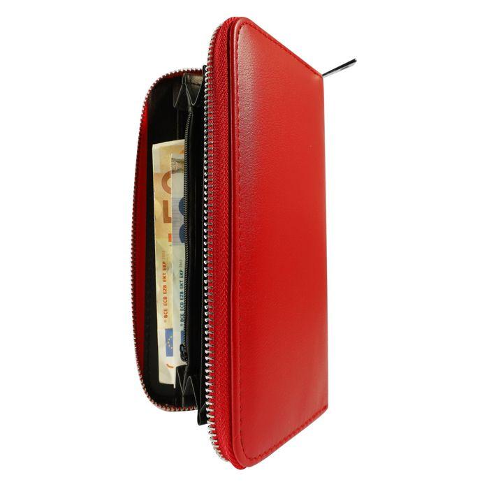 Portefeuille pour femme en synthétique rouge format horizontal chic