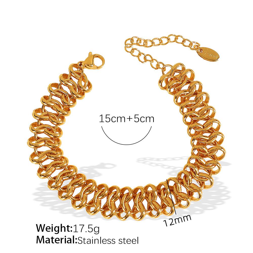 Year Exaggerated Thick Bracelet Necklace Set Couple Gift Hollow Chain Design Jewelry