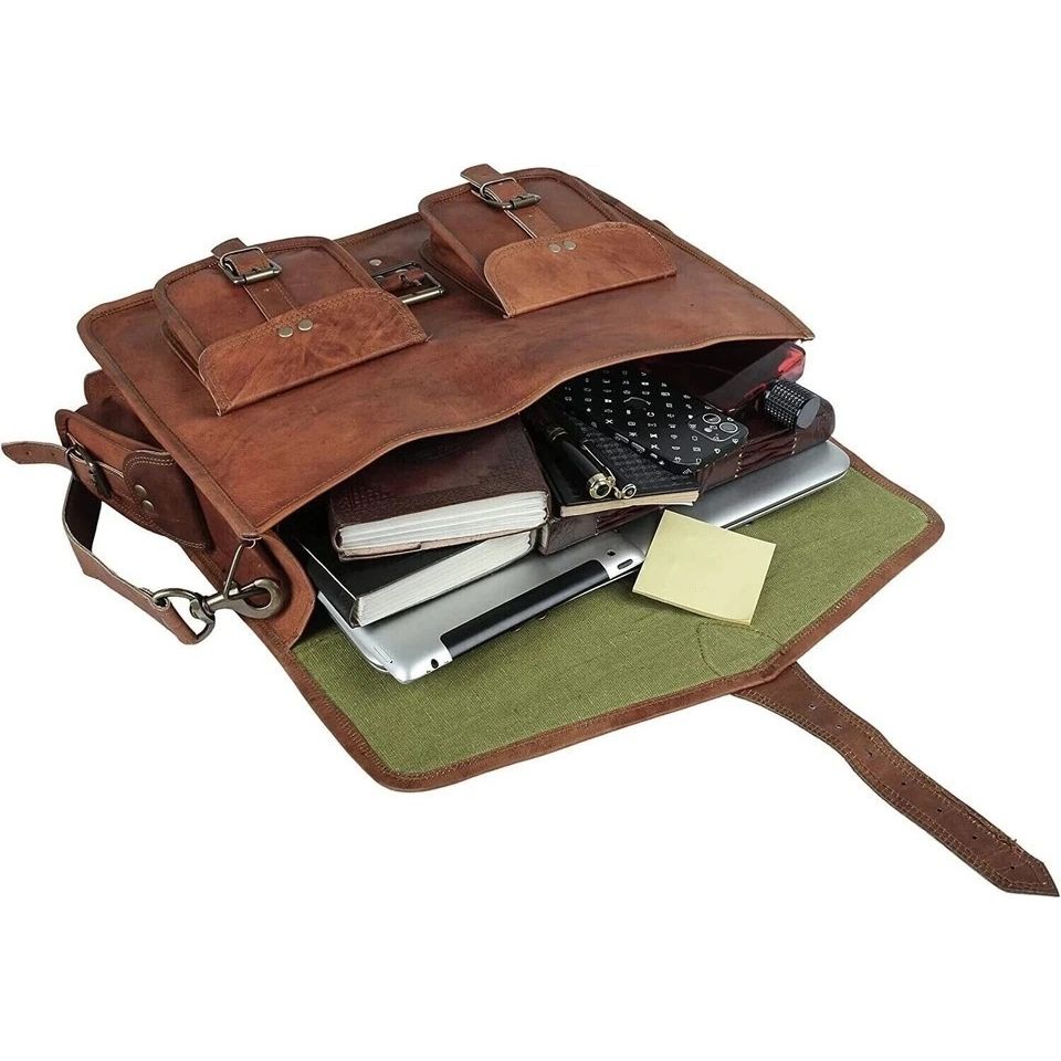 Keçi Derisi Çanta Erkek Hakiki Vintage Postacı Çantası Omuz Laptop Evrak Çantası