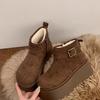 Small snow boots Martin short boots big head Birkenstock thick sole heightening women's velvet cotton boots