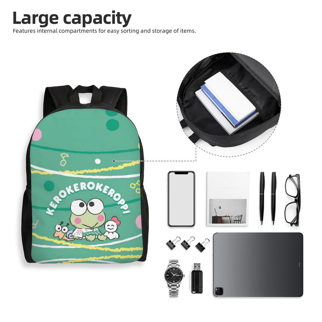 K-KeroKeroKeroppies Backpack for Women Men Waterproof College School Cute Frog Bag Print Bookbags