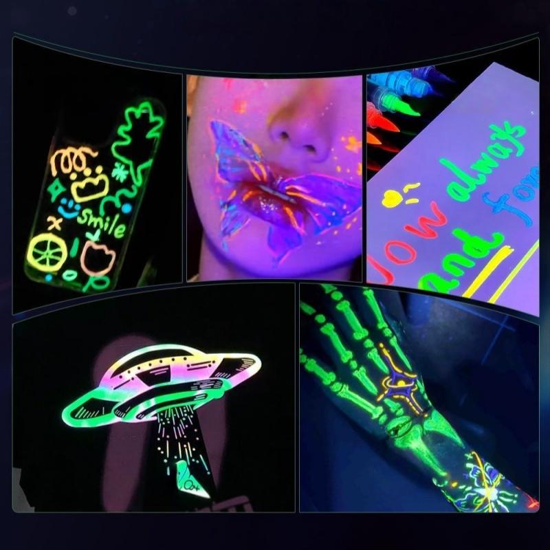 1/8Cs Student Children Creative Painting Fluorescent Marker Pen Colorful Luminous Pen Human Face Paint Pen