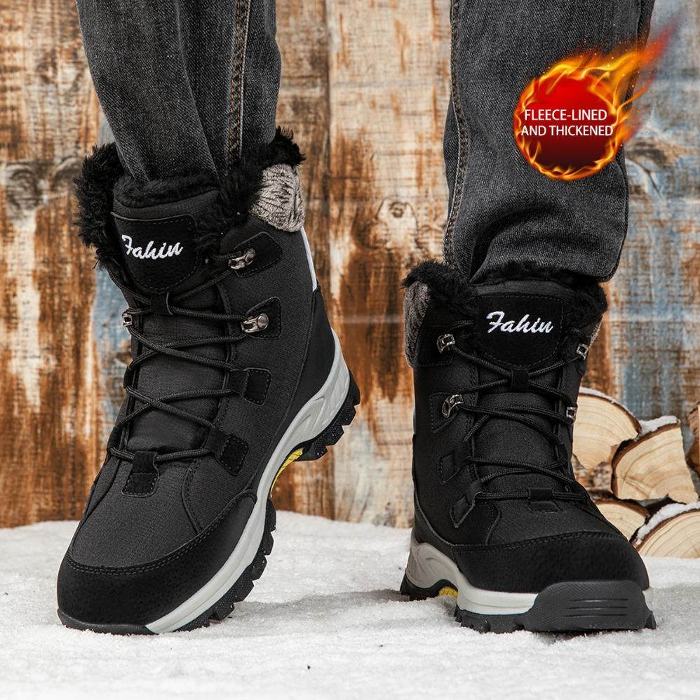 Męskie Zimowe Śniegowce Wysokie Wodoodporne Sneakersy Ciepłe Pluszowe Buty do Wspinaczki Pluszowe Rekreacyjne Wielofunkcyjne Buty Górskie