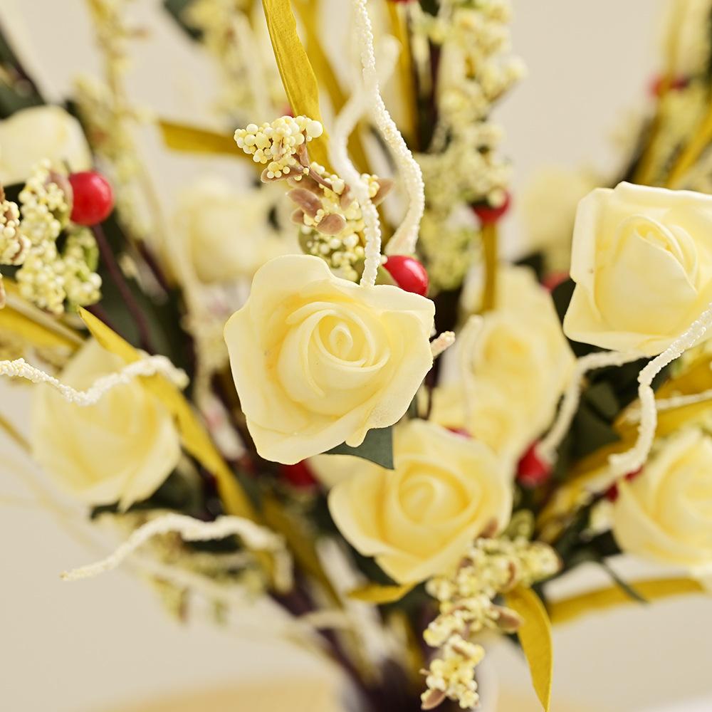 Simulated 3-Head Pe Foam Rose Single, Wedding Arrangement Flower Arrangement Home Ornament Photo European Rose