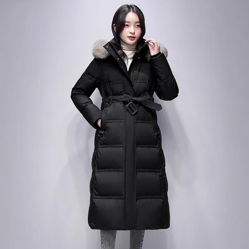 Winter and Autumn Women Long White Down Coats Fashion Casual Ladies Warm Down Clothing