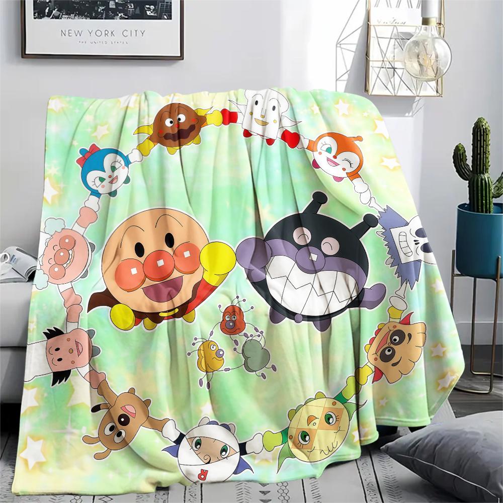 1PC Anpanman Print Flannel Blanket, High quality All Seasons, Home Decor, Warmth and Comfort, Perfect for Christmas Gifts