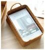 Japanese Straw-Woven Storage Basket for Snacks, TV Accessories, Cosmetics, and Masks