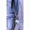 Women's Spring and Fall Design Lapel Shirt Cotton Denim Striped Top