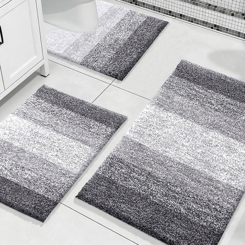 Snowflake Fleece Floor Mat, Door Carpet, Absorbent Foot Mat, Bathroom Door Mat, Toilet Bathroom Non-Slip Mat Three-Piece Set