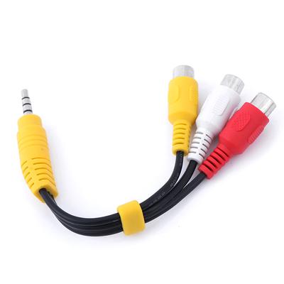 1 cable adaptador de audio y vídeo AV de 3,5 mm con conector mini auxiliar macho estéreo a 3 RCA hembra