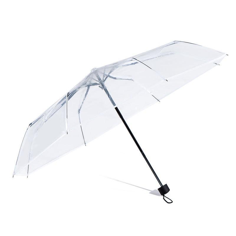 1 Pezzo Ombrello Trasparente a 8 Stecche Ombrello Trasparente Pieghevole Automatico Ombrello Trasparente Pieghevole Completamente Automatico a Tre Pieghe
