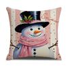 New Christmas Pillow Case Pink Snowman Print Combination Pillow Linen Stain-resistant Living Room Sofa Pillow