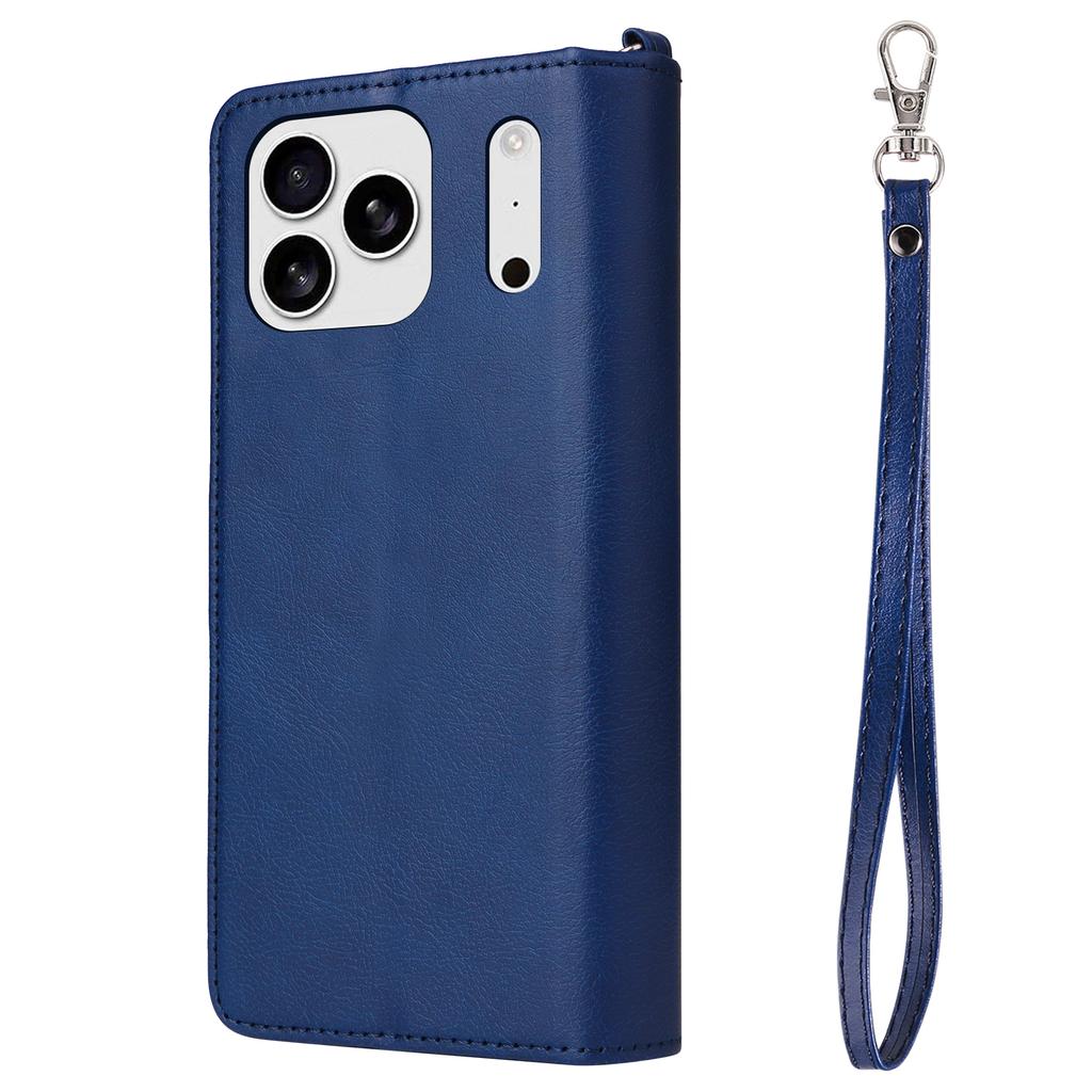 For iPhone 17 Pro Max Magnetic Leather Case Mobile Cover with Detachable Zipper Wallet Strap