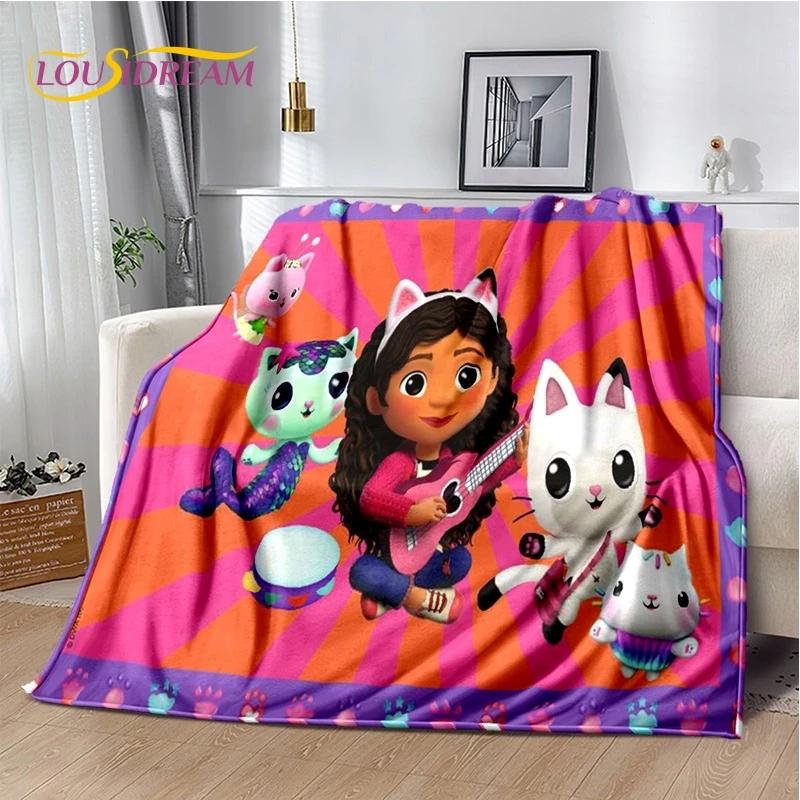 Cartoon Cute Gabbys Dollhouse Girl Soft Flannel Blanket for Bed Bedroom Sofa Picnic,Throw Blanket Children Outdoors Leisure Gift