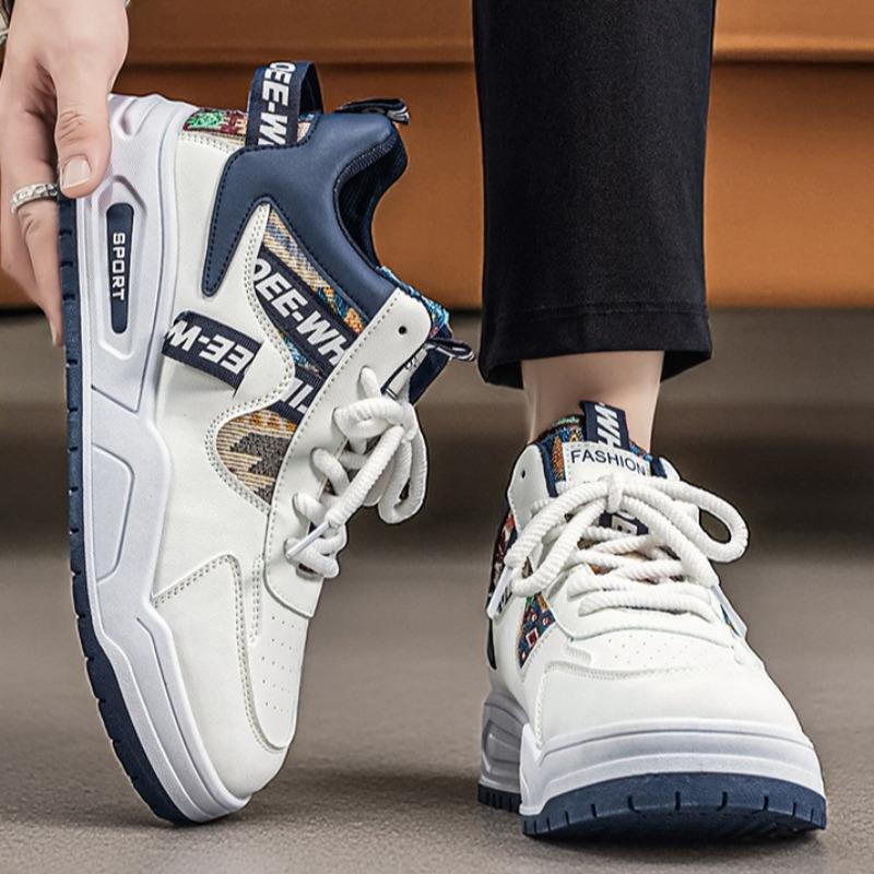 Men High Top Breathable Leather Platform Sneakers, Versatile Height Increasing Casual Skate Board Shoes