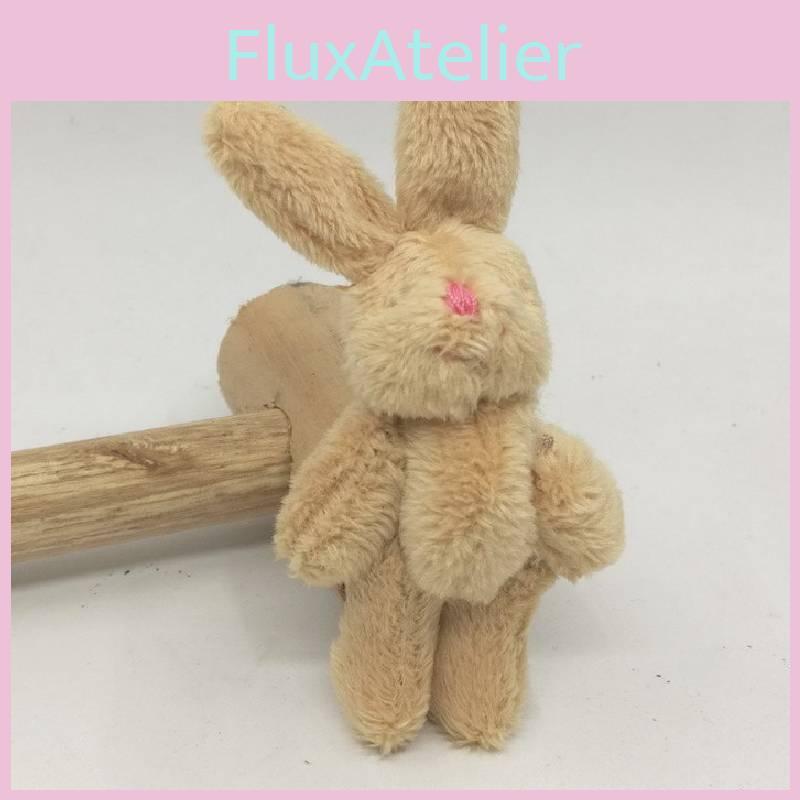 Mini 6cm Long Hair Jointed Rabbit Plush Teddy Bear Doll Diy Decor Clothing Gift Box Accessory