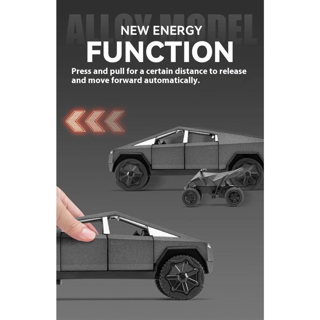1/32 Tesla Cybertruck Zabawka Stop Off Road Diecast Metal Model Dźwięk i światło Pull Back Zabawka Prezent dla przyjaciół Dekoracyjne modne ozdoby