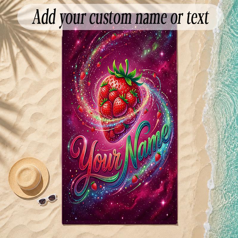 Cosmic Theme Soft Beach Towel Personalized Custom Name Text Towel Portable for Beach Pool Travel
