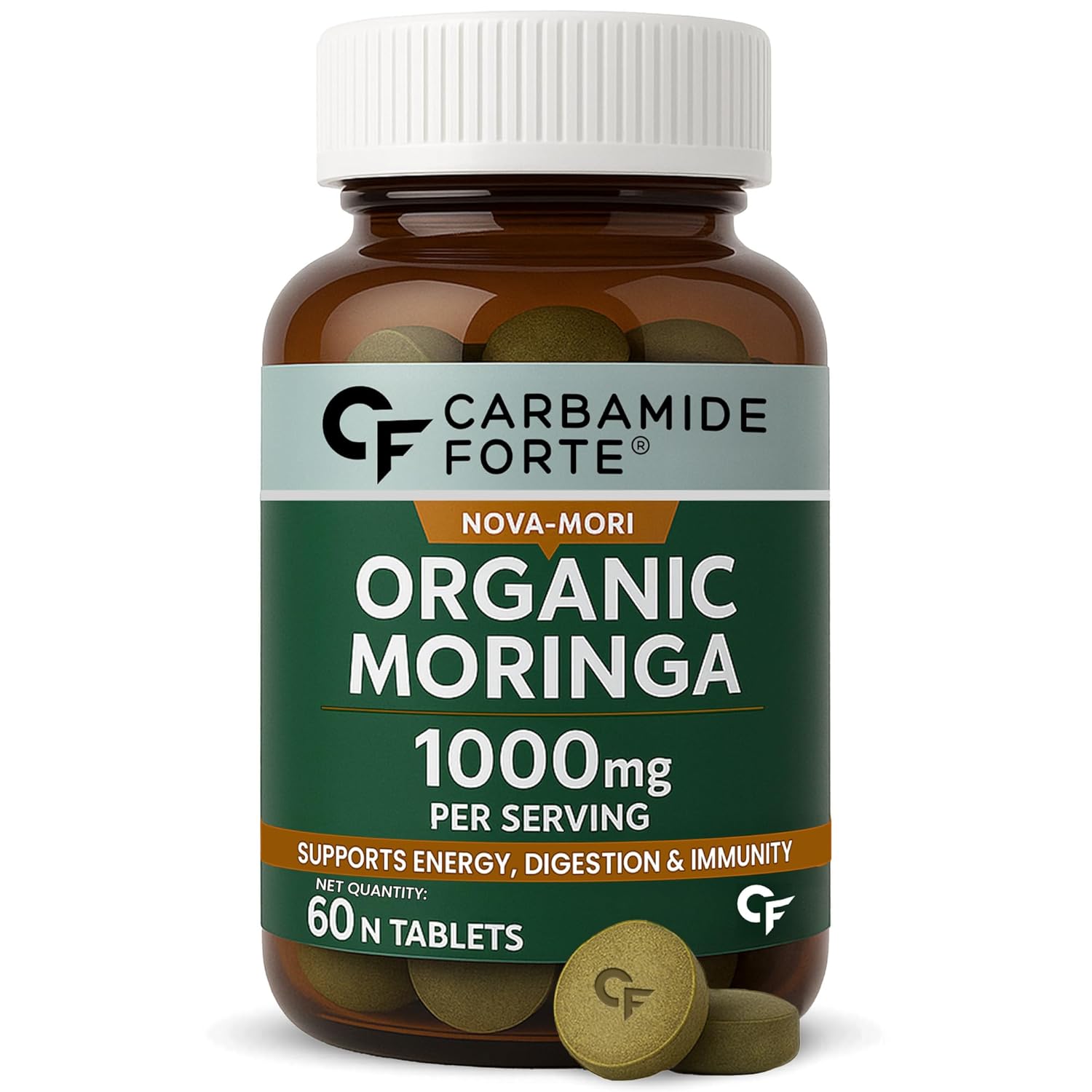 

Carbamide Forte Organic Moringa 60 Tablets 1000mg Leaves Extract for Immunity Energy Digestion