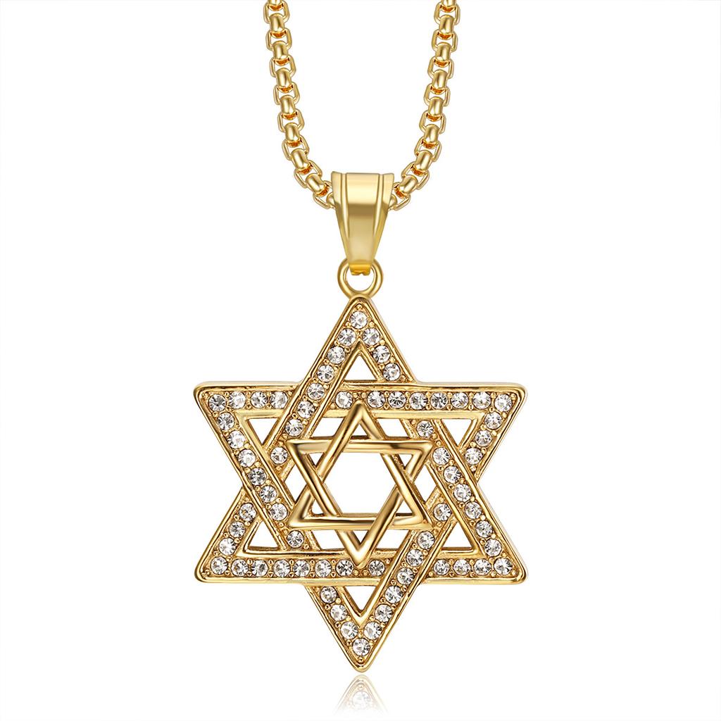 Gothic Star of David Pendant Necklace Hexagram Chain Hip Hop Jewelry Accessories