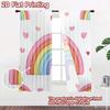 2D flat printing 2pcs Curtain Curtains Pastel Rainbow with Hearts Digital Printed Polyester Drapes Holiday Decorations for