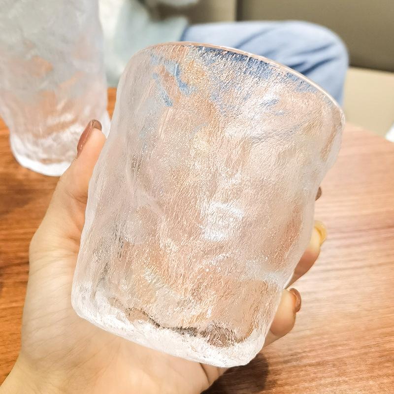 Beverage Cup Glass Drinkware Glacier Patterned Glass Cup with/without Handle Household Women Frosted Water Bottle Drinking Cups
