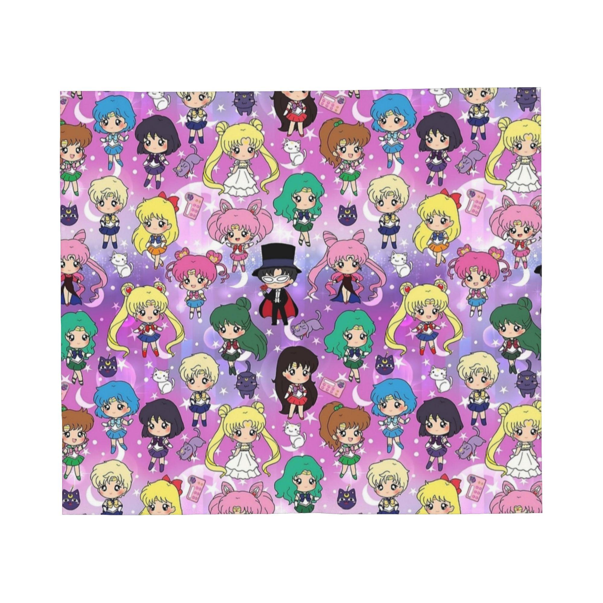 

Sailors moons chibi Fashion Blanket Flannel Summer Breathable Lightweight Throw Fashion Blanket for Bed Office Bedspreads 75x90cm