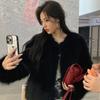 Winter New Elegant Long Sleeve Fox Fur Jackets Women Fashion Vintage Slim Plush Warm Casual Coats Women Solid Loose Office Ladies Jacket Tops 25879