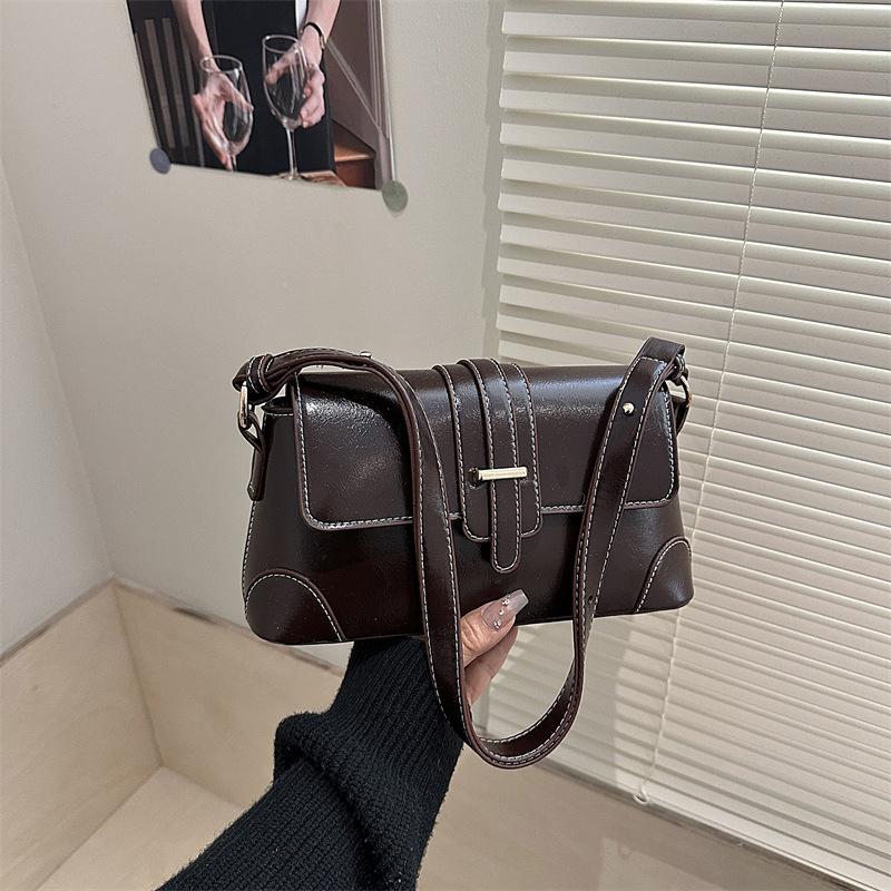 Premium Splicing Retro Underarm Bag Temperament Versatile Commuter Bag Niche Design Fashionable Shoulder Handbag