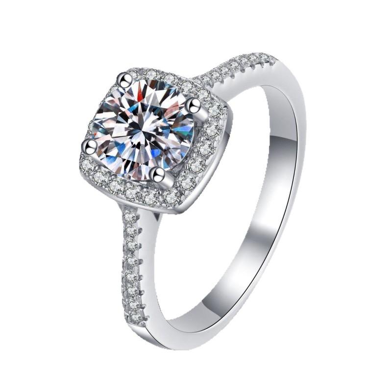 1ct 4-prong Princess Cut Moissanite Ring Women Square Sugar Design Jewelry