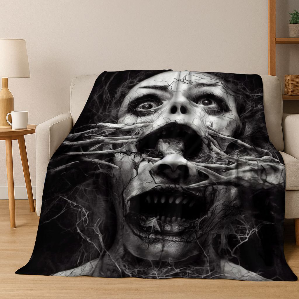 26 Style Terrifying Ghost Spirit Apparition Specter Gothic Flannel Blanket,Cozy Soft Throw Blanket for Home Bedroom Bed Sofa