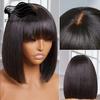 Fake Scalp Wigs Straight  Hair Wigs With Bangs 180 % Density Brazilian  Hair Wigs for Women Machine Made Bob Wigs