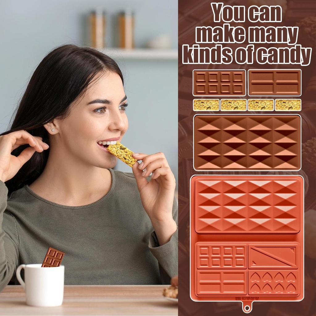 Chocolate Bar Mold Non-Stick Snack Bar Chocolate Mold Dessert Molding Kitchen Baking Supplies For Cake Shop Home Farmhouse Cafe