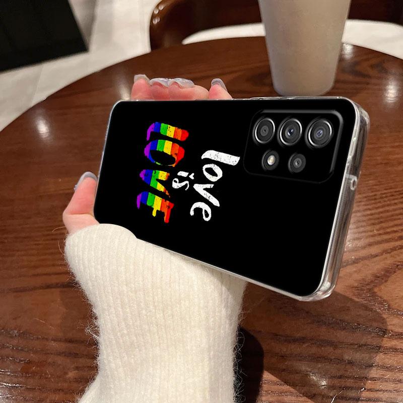 LGBT Rainbow Flag Gay Lesbian For Samsung Galaxy A55 Case A54 A52 A53 5G A15 A14 A13 A23 A51 A34 A35 A33 A32 A72 A71 Clear Cover