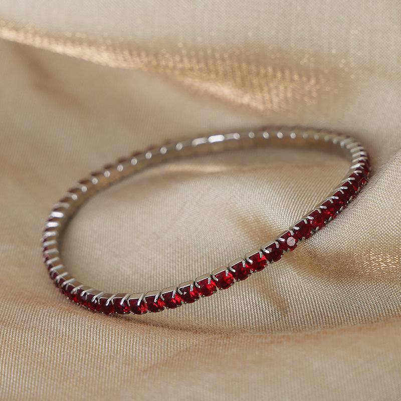 Multicolor Zircon Gold-Plated Titanium Steel Elastic Bracelet