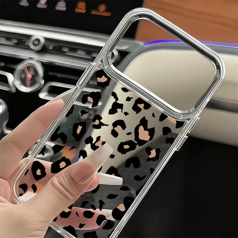 Leopard Print Phone Case For iPhone 17 Pro Max Plating Lens Frame Clear Soft Cover For iPhone 16 15 14 13 Pro Max 11 16E 17E