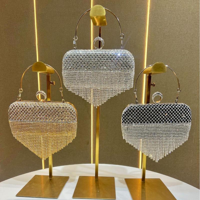 Fashionable Banquet Clutch, Diamond-encrusted Party Evening Bag, Paired with Wedding Dress, Banquet and Dinner Bag Casually