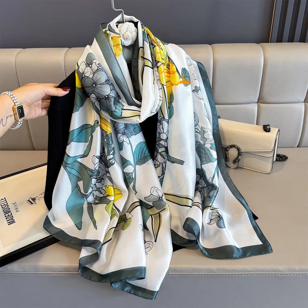 Luxury  Women Summer Scarf Floral Print Shawls Wraps Soft Female Muffler Hijab For Beach Travel