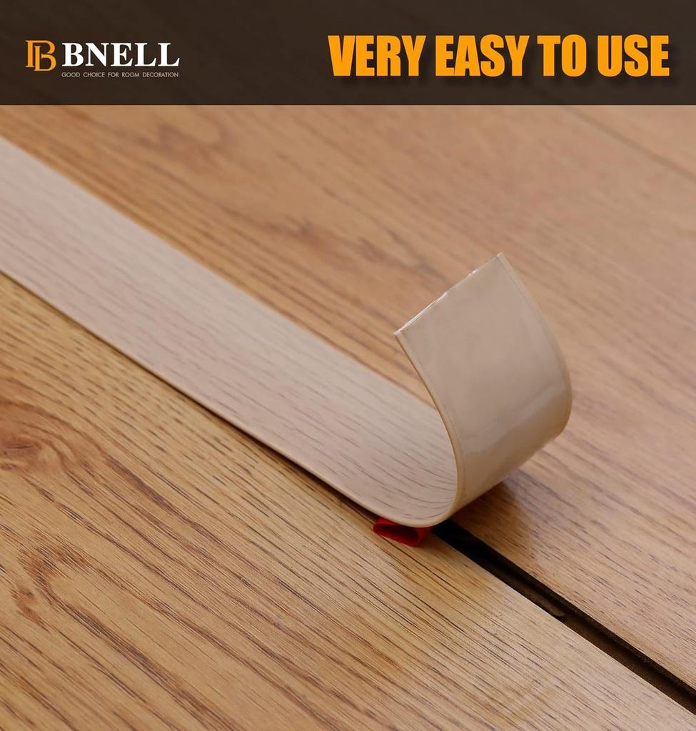 1pc Self Adhesive  Floor Transition Strip,Cover Strips Laminate Floor Strip for Carpet, Tile & Gaps, Elegant Wood Grain Design